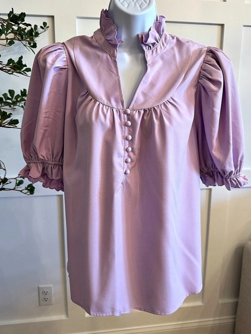 entro Puff Sleeve Blouse in Pink Size Small NWT